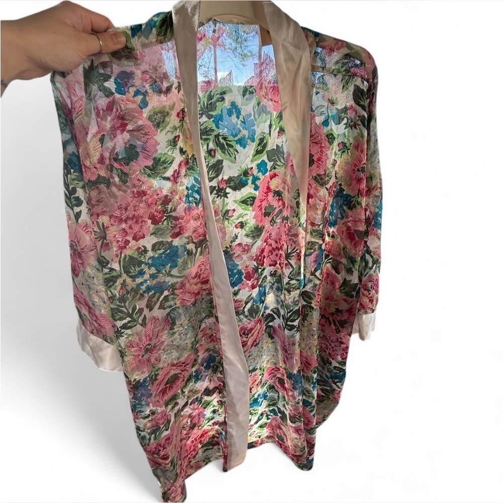 Victoria's Secret Floral Robe with Cream Trim